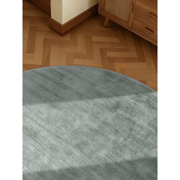 Svetlomodrý ručne tkaný okrúhly koberec z viskózy ø 120 cm Noemi – Vikosa-image-4