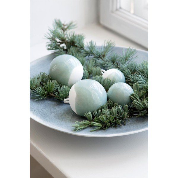 Súprava 3 zelených vianočných ozdôb na stromček z kostného porcelánu Kähler Design Nobili-image-1