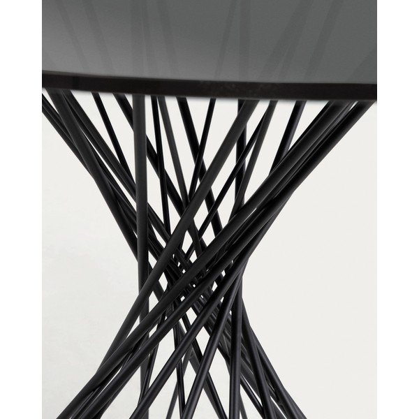 Čierny okrúhly jedálenský stôl so sklenenou doskou ø 120 cm Niut – Kave Home-image-3