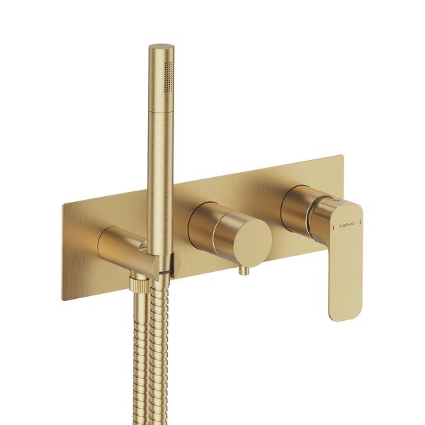 Podomietková sprchová batéria v zlatej farbe (3 výstupy) Spy – Sapho