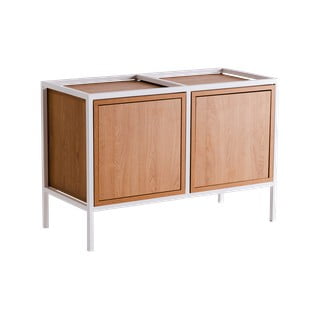 Biela nízka komoda v dekore duba 88x60 cm Skap - CustomForm
