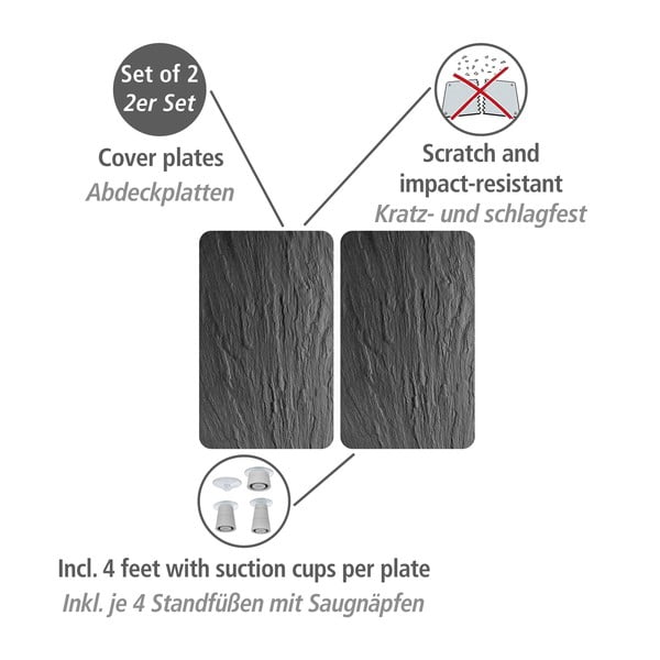 Súprava 2 sklenených krytov na sporák Wenko XL State, 40 x 52 cm-image-3