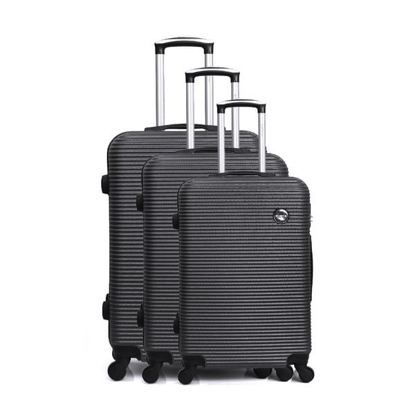 Sada 3 tmavosivých cestovných kufrov na kolieskach Bluestar Vanity