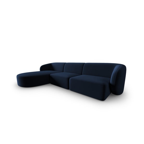 Modrá zamatová rohová pohovka (ľavý roh/s leňoškou) Paolo – Milo Casa-image-1