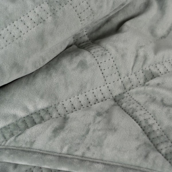 Sivozelený zamatový prešívaný pléd 180x260 cm – Ixia-image-2