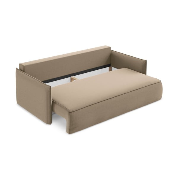 Svetlohnedá zamatová rozkladacia/s úložným priestorom pohovka 225 cm Hula – Makamii-image-3