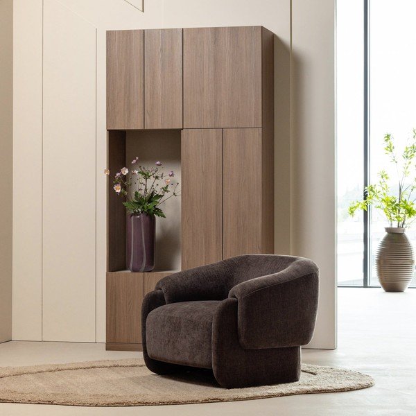 Modulárna skrinka v tmavo prírodnej farbe 108x215 cm Build – WOOOD-image-1