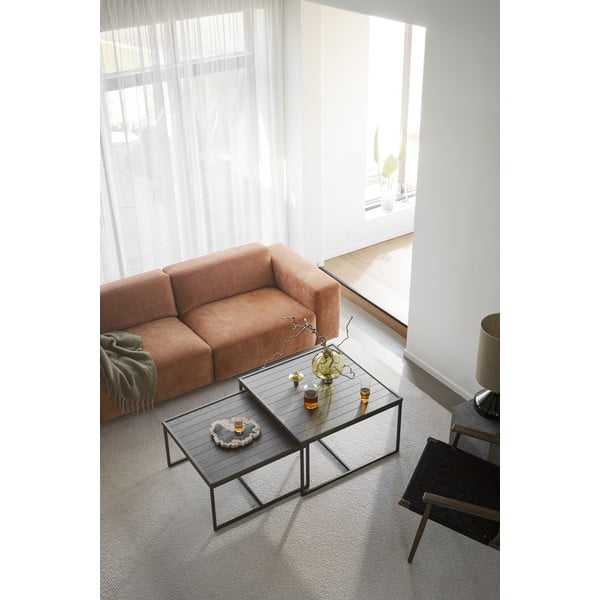 Tmavohnedý konferenčný stolík s doskou z dubového dreva ø 80 cm Deerfield – Rowico-image-1