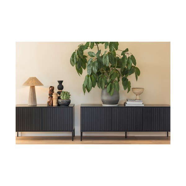 Čierny TV stolík z borovicového dreva 100x56x44 cm Gravure – WOOOD-image-1