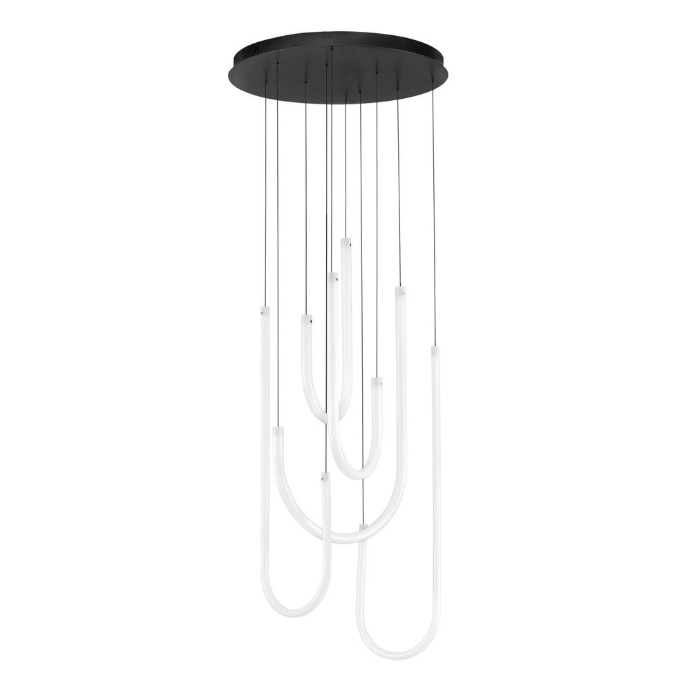 Biele/matne čierne oceľové LED závesné svietidlo so stmievačom s tienidlom z akrylového skla ø 50 cm Topaz – Nova Luce