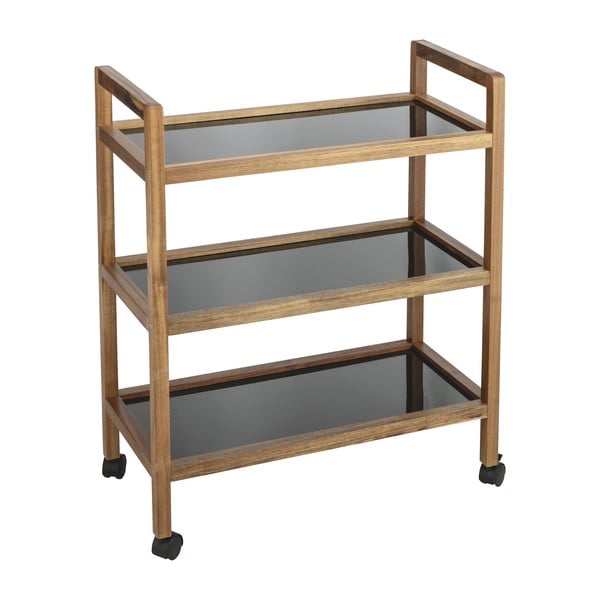 Čierny/v prírodnej farbe kúpeľňový regál z masívu akácie 65x76,5 cm Fondi – Wenko