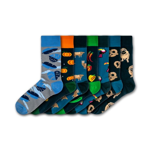 Sada 7 párov farebných ponožiek Funky Steps Dark Mix, veľkosť 41 - 45