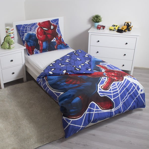 Červeno-modré bavlnené detské obliečky so svietiacim efektom na jednolôžko 140x200 cm Spider-man – Jerry Fabrics-image-2