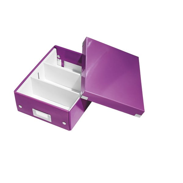 Fialový kartónový úložný box s vekom Click&amp;Store - Leitz