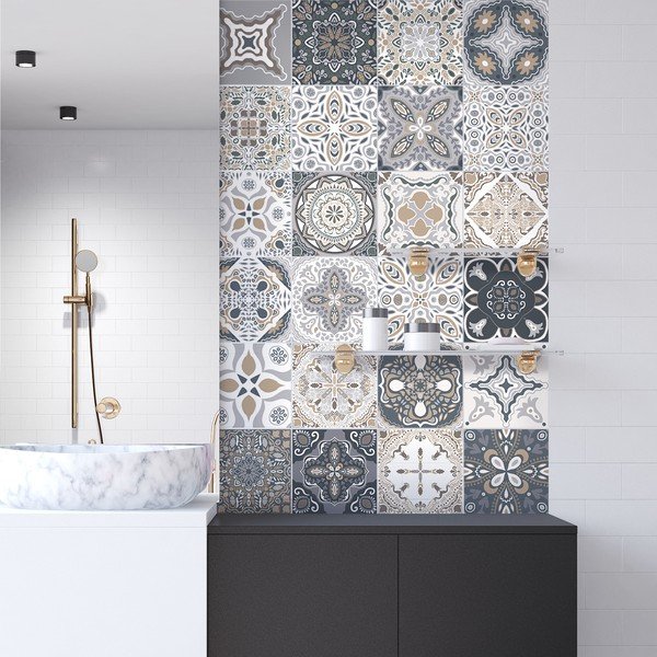 Sada 24 nástenných samolepiek Ambiance Tiles Azulejos Nello, 10 × 10 cm-image-1