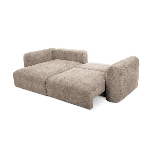 Svetlohnedá ženilková rozkladacia/s úložným priestorom rohová pohovka (ľavý roh/s leňoškou) Mele – Makamii-image-2