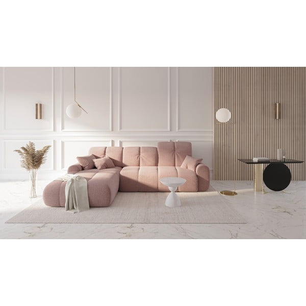 Ružová rozkladacia rohová pohovka Devichy Tous, ľavý roh-image-1