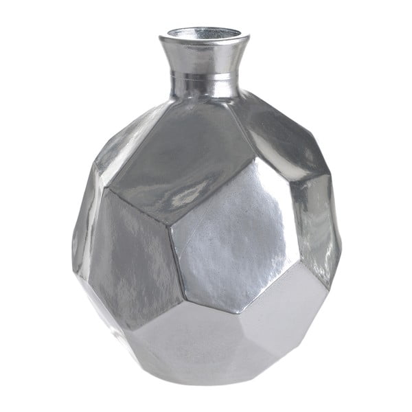 Sklenená váza Polygon, 18 cm, strieborná