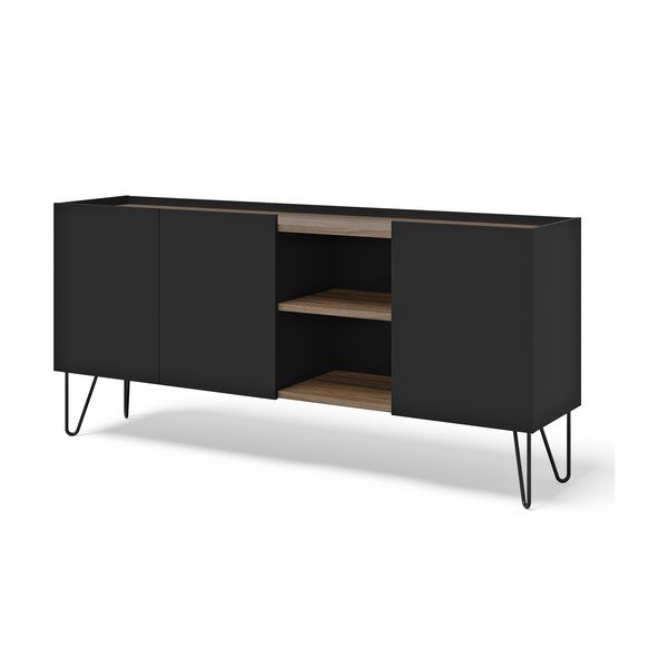 Hnedo-čierna nízka komoda v dekore orecha 180x83 cm Nina – TemaHome-image-2