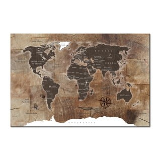 Nástenka s mapou sveta Bimago Wooden Mosaic 90 × 60 cm