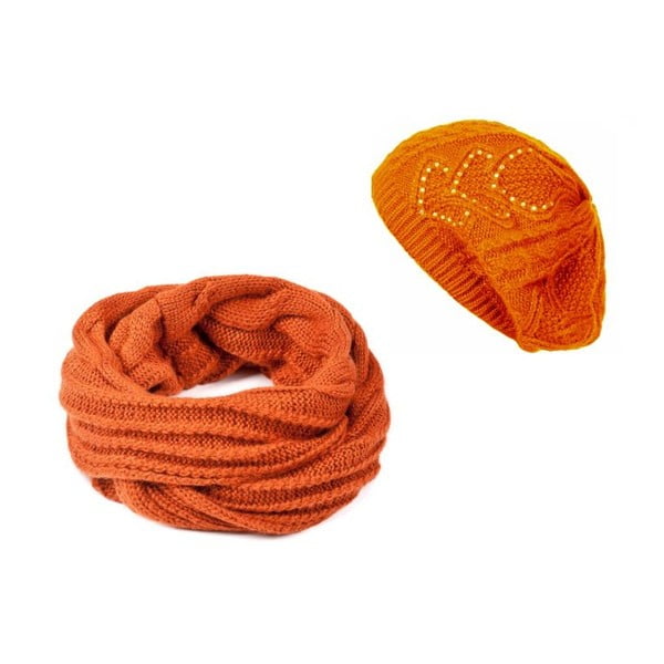 Oranžová čiapka so šálom Lavaii Winter
