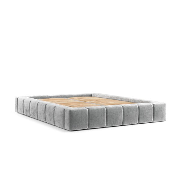 Svetlosivá čalúnená dvojlôžková posteľ s úložným priestorom s roštom 200x200 cm Aruba L – Maison de Rêve