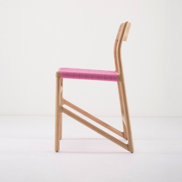 Jedálenská stolička z masívneho dubového dreva s ružovým sedadlom Gazzda Fawn-image-2