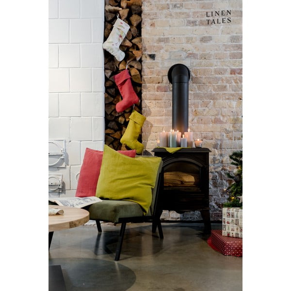 Látková vianočná pančucha Christmas Print Natural – Linen Tales-image-1