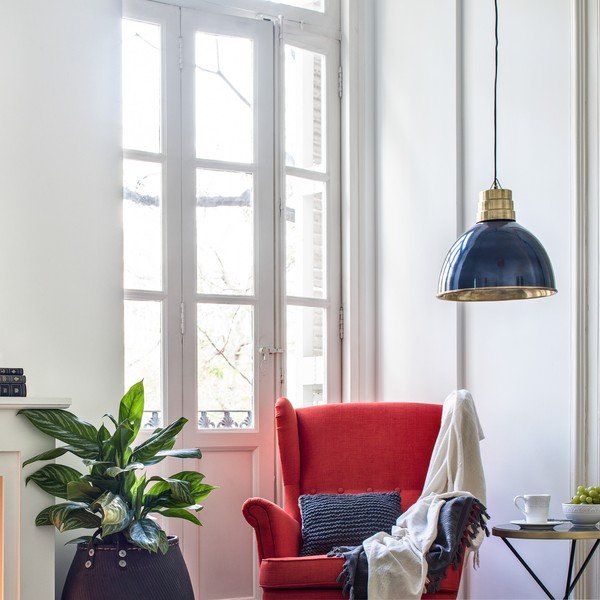 Tmavomodré/v zlatej farbe závesné svietidlo s kovovým tienidlom ø 40 cm Sublime – HF Living-image-1
