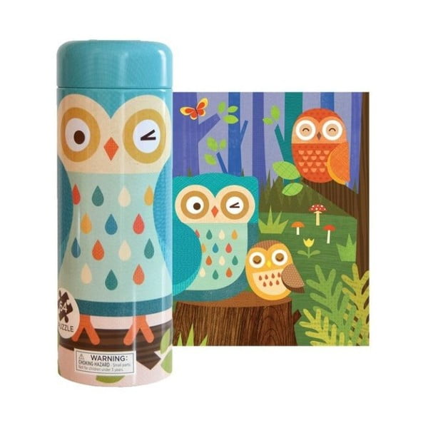 Puzzle v tube s kasičkou Petit collage Owl Family