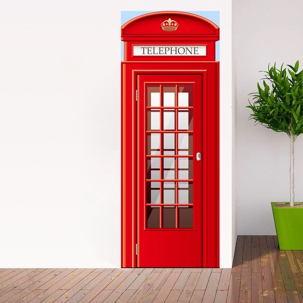 Tapeta na dvere Walplus UK Telephone Booth, 88 × 200 cm-image-1