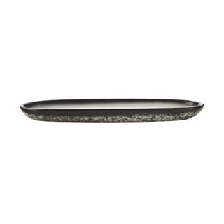 Bielo-čierny keramický tanier Maxwell & Williams Caviar Baguette