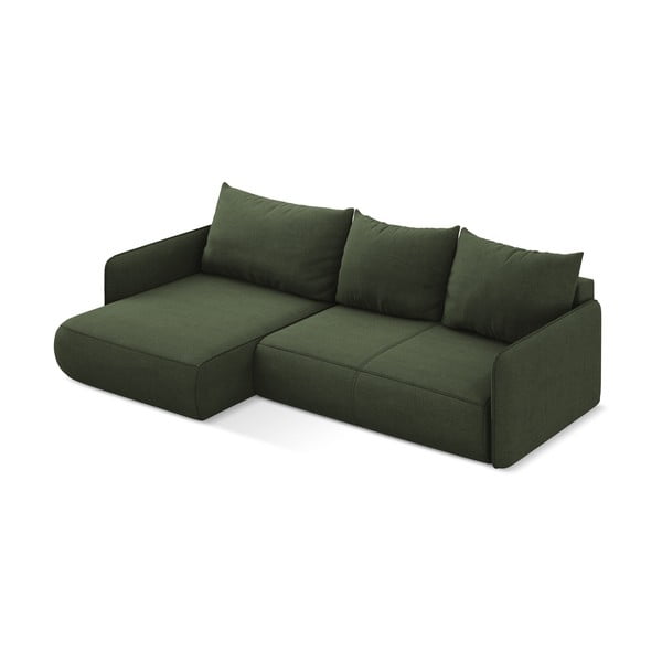 Zelená rozkladacia/s úložným priestorom rohová pohovka (ľavý roh) Nanea – Makamii-image-4