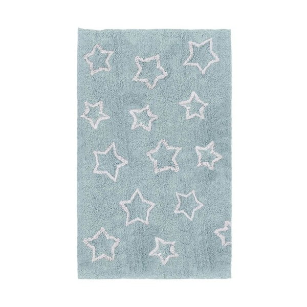 Modrý detský ručne vyrobený koberec Tanuki White Stars, 120 × 160 cm
