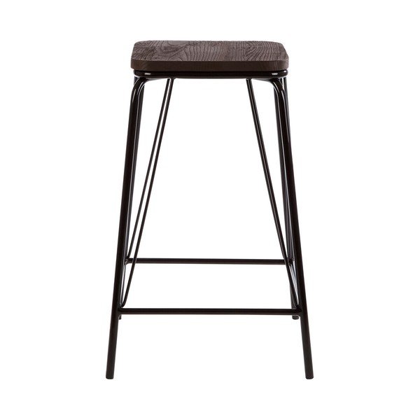 Čierna/hnedá stolička z brestového dreva District – Premier Housewares-image-2