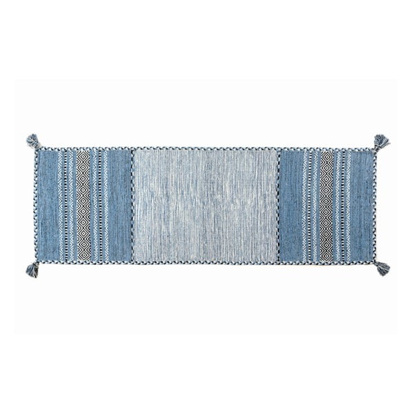 Modrý ručne tkaný behúň Navaei & Co Kilim Tribal 509, 240 x 60 cm