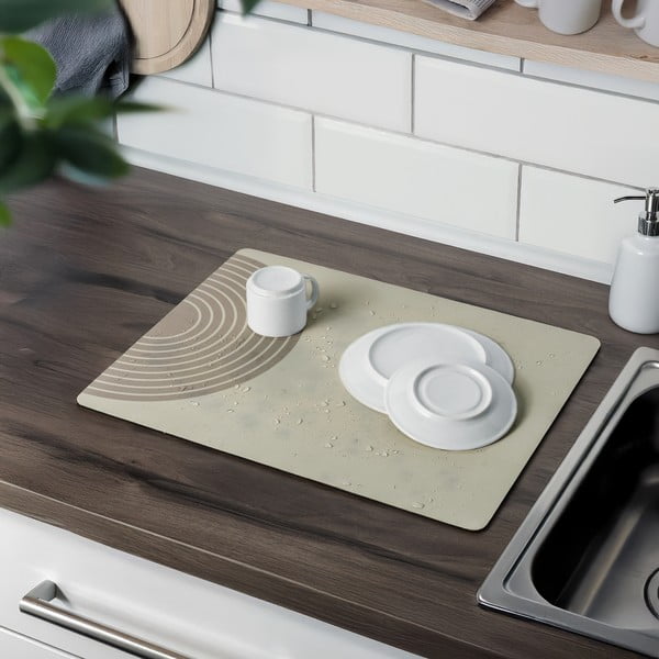 Béžová gumová odkvapkávacia podložka na riad 50x40 cm Dima – Wenko-image-1
