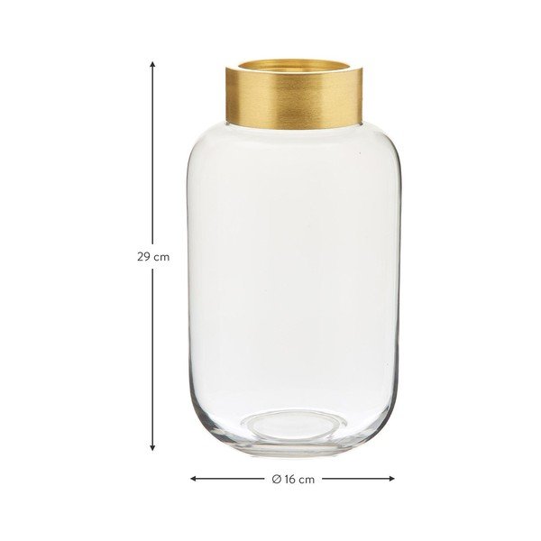 Sklenená váza s kovovým prvkom v zlatej farbe Westwing Collection Lori, výška 29 cm-image-4