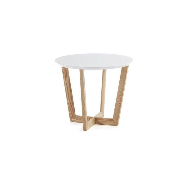Odkladací stolík z jaseňového dreva s bielou doskou La Forma Rondo, ⌀ 60 cm