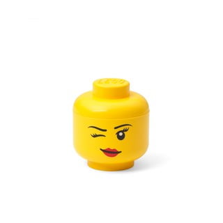 Žltá úložná škatuľa v tvare hlavy LEGO® whinky, 10,5 x 10,6 x 12 cm