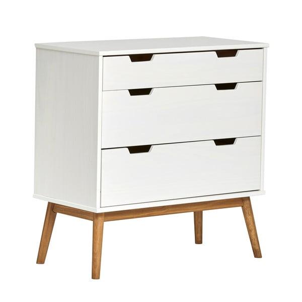 Biela komoda z masívneho borovicového dreva Marckeric Baku, šírka 80 cm-image-2