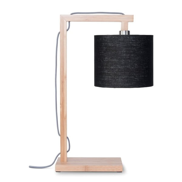 Stolová lampa s čiernym tienidlom a konštrukciou z bambusu Good&Mojo Himalaya