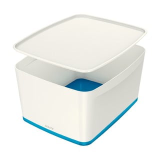 Bielo-modrý plastový úložný box s vekom MyBox - Leitz