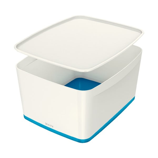 Bielo-modrý plastový úložný box s vekom 32x38.5x20 cm MyBox – Leitz