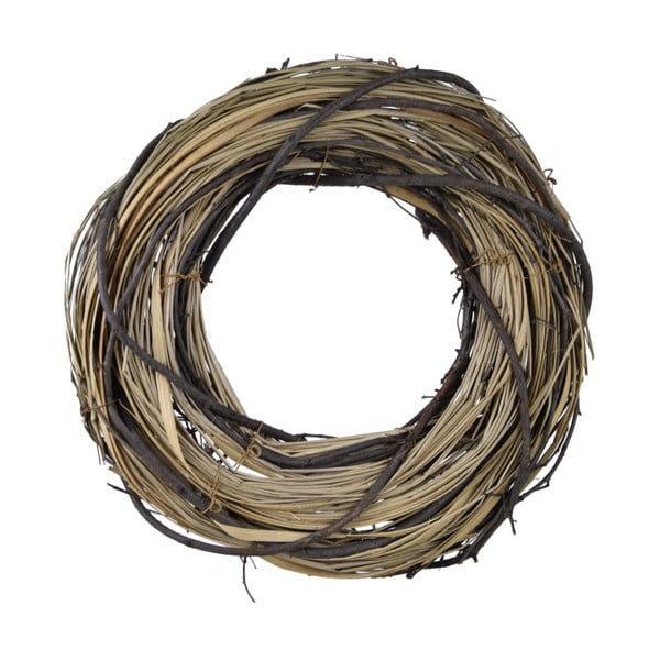 Okrúhly dekoratívny veniec z prútia a sušenej trávy Ego Dekor, ⌀ 26 cm