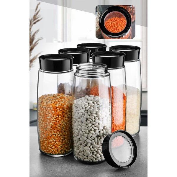 Sklenené dózy v súprave 6 ks na potraviny – Hermia-image-1