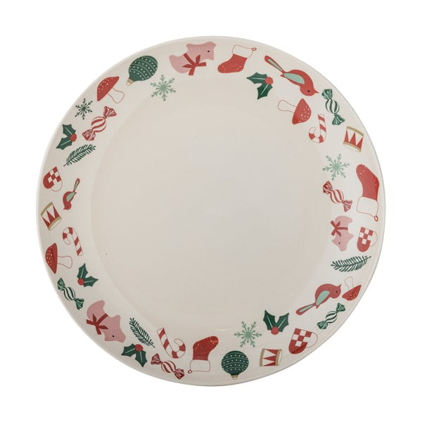 Krémový servírovací tanier s vianočným motívom z kameniny ø 28 cm Yule – Bloomingville