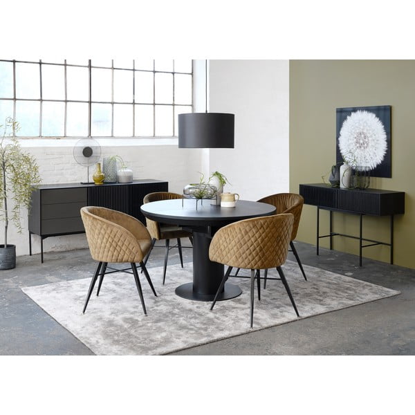 Čierny konzolový stolík z dubového dreva a s kovovými nohami Canett Oxford, dĺžka 120 cm-image-2