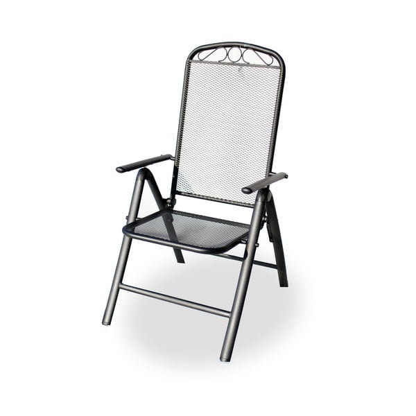 Čierna kovová záhradná stolička – Rojaplast