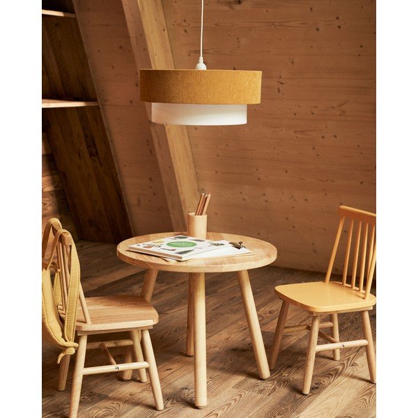 Detské svietidlo v horčicovej farbe/biele s textilným tienidlom Bianella – Kave Home-image-2